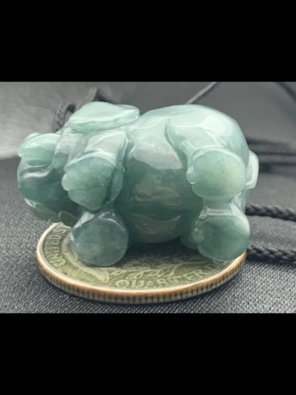 Certificate Jadeite Jade Grade A Luck Green Elephant chunk up pendant